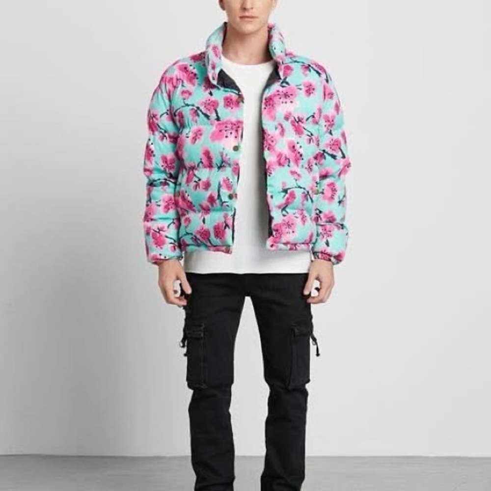 Arizona Green Tea floral Puffer Jacket / Coat - Picture 2 of 13
